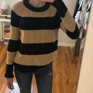 Dazy Women's Oversize Crew Neck Long Sleeve Wide Striped Color Block Swe…